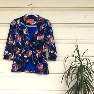 ModCloth Fine and Sandy Floral Velvet Blazer